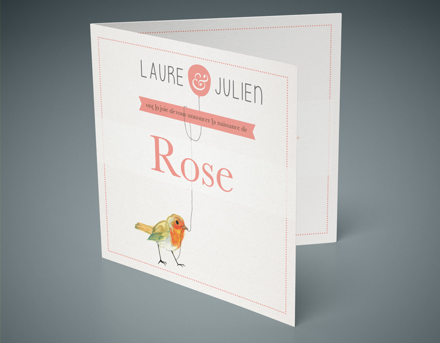 Faire part de naissance - Rose